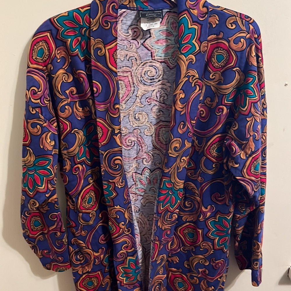 Women’s Vintage Southern Lady Purple/Red/Gold/ Green Colorful Cotton Cardigan